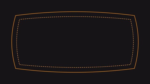 Minimalist golden frame overlay with dashed border for and presentation animation 4k