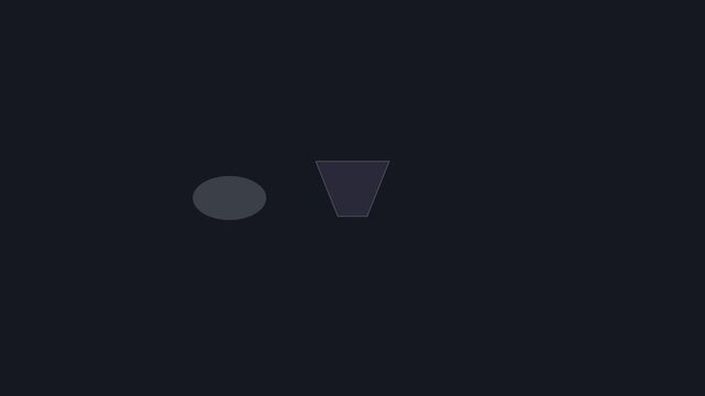 Minimalist loading spinner animation with pulsing circle and geometric shape on dark 4k background progress