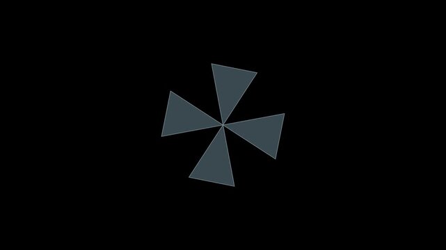 Minimalist loading spinner animation with rotating geometric cross on 4k black background, progress indicator