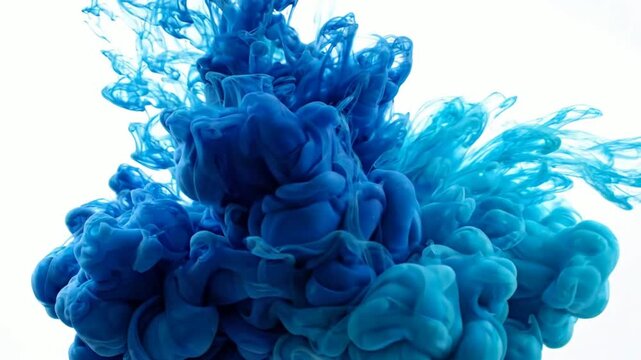 Vibrant blue ink cloud swirling in water, abstract liquid motion background, for creative projects, and artistic visual, effects png. ai generated