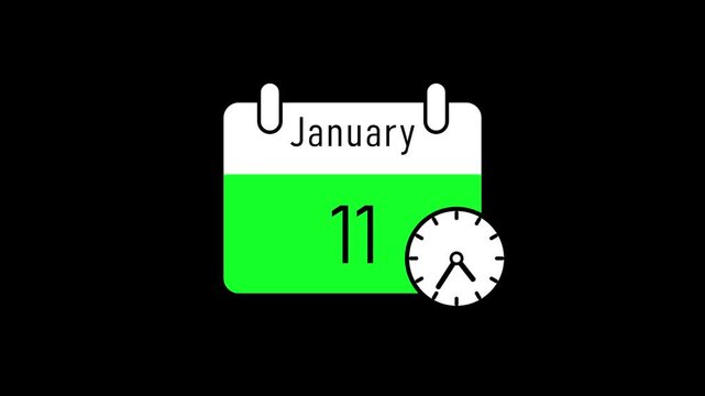 January 11 calendar date neon clock digital screen modern minimalist