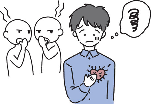噂話をされて傷つく男性