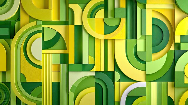 Abstract pattern of green and yellow overlapping circles.