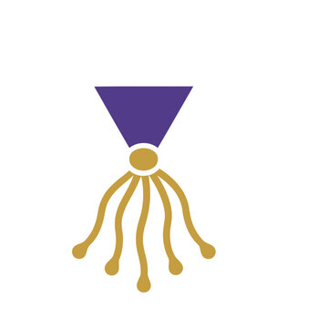 Abstract purple and gold shape with tendrils