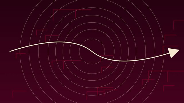 Abstract growth arrow moving through concentric circles animation 4k business success