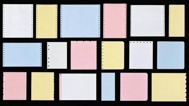 Collection of Colorful Carbon Copy Paper Sheets Arranged on a Dark Background for Texture Design