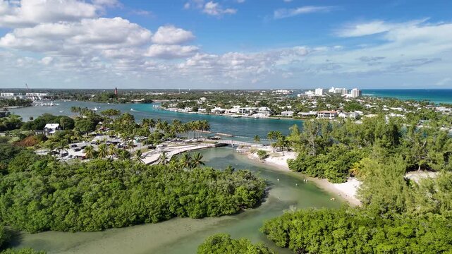 The popular Dubois Park at Jupiter Inlet in Palm Beach County, Florida