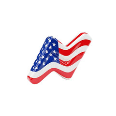 Obraz premium Glossy 3D Letter N Alphabet Symbol with Patriotic American Flag Pattern for National Holidays and Patriotic Events