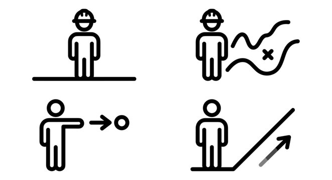Land surveyor icons for mapping measuring and construction planning