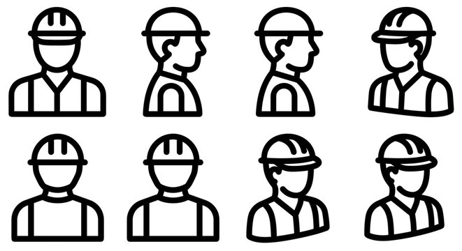 Land surveyor icon set for construction and site engineering