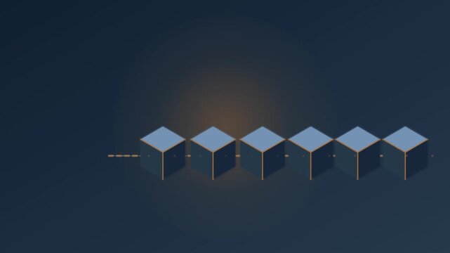 Minimalist 3 d isometric cubes animation: abstract geometric motion 4k background, for technology and, data visualization concepts