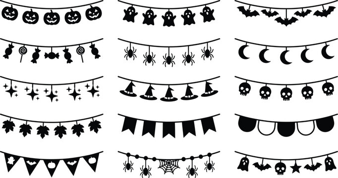 Spooky halloween bundle black silhouette decorations for parties crafts festive fall designs