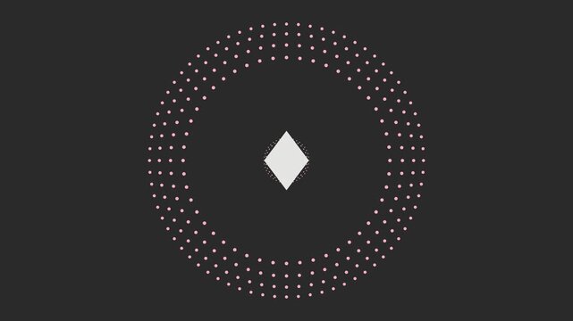 Minimalist diamond shape pulsing with dotted sphere motion animation 4k background