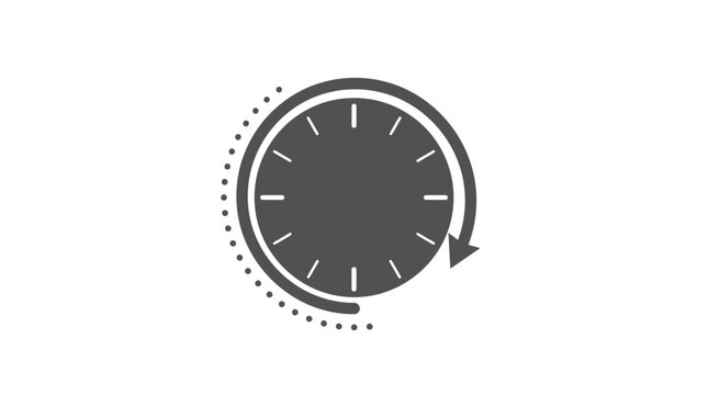 A clock icon indicating passing time with a circular arrow represents deadlines and scheduling management for professional project workflows.