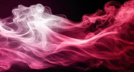 Obraz premium flowing pink and white smoke wisps over a deep black background, ethereal and dreamy mood
