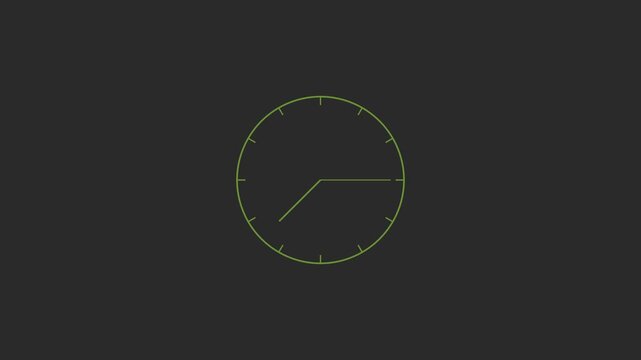 Minimalist green clock timer animation, countdown motion for business presentations and digital interfaces 4k