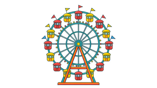Colorful ferris wheel carnival ride illustration