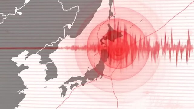 Seismic activity map with earthquake epicenter.