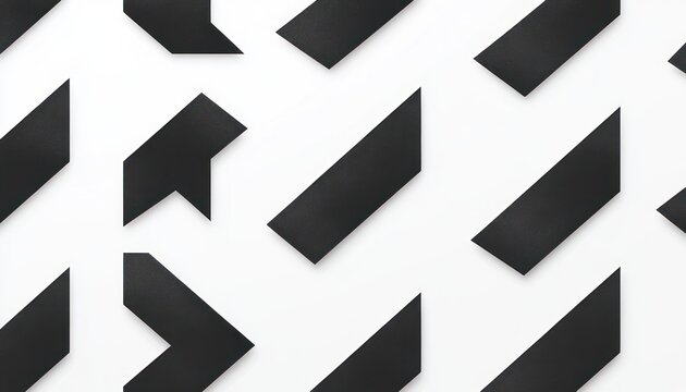repeating black diagonal parallelograms casting soft shadows on a white background, minimalist modern pattern evoking calm and rhythm