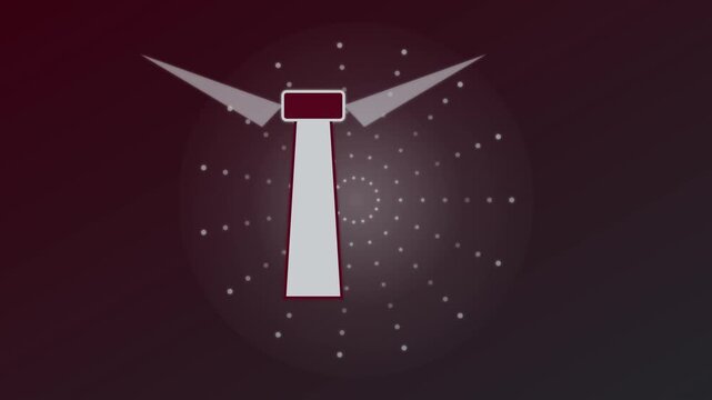 Minimalist wind turbine animation with radial dot pattern 4k background, for renewable energy, and sustainable technology concepts