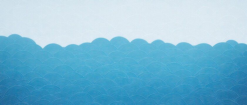 layered blue scalloped wave pattern with graduated tones conveying calm serenity