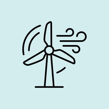 A clean line icon of a wind turbine, representing wind power and sustainable electricity production.