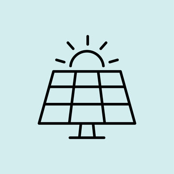 A minimalist bold line icon of a solar panel, symbolizing solar energy and sustainable power generation.
