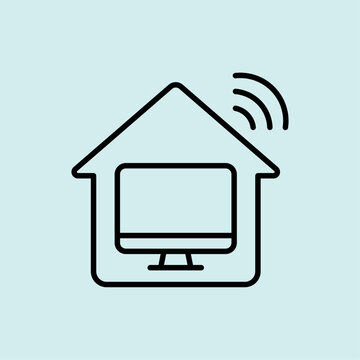 An icon featuring a house with a power monitoring symbol, representing energy-efficient home technology.