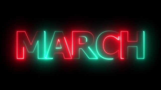 Bright hello march lettering in elegant white script on teal green bokeh background with sunburst rays and glowing circles in foreground, joyful spring greeting card concept 4K video.