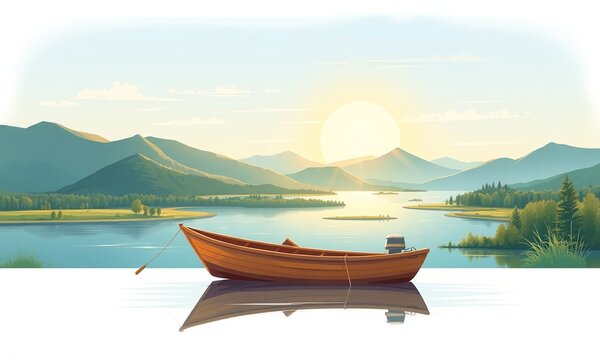 Serene Fishing Boat Landscape