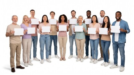 Obraz premium Diverse group holding blank signs
