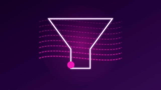Neon sales funnel animation with moving data point for business marketing strategy 4k conversion