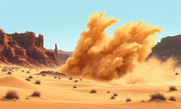 Dust Storm Desert Landscape