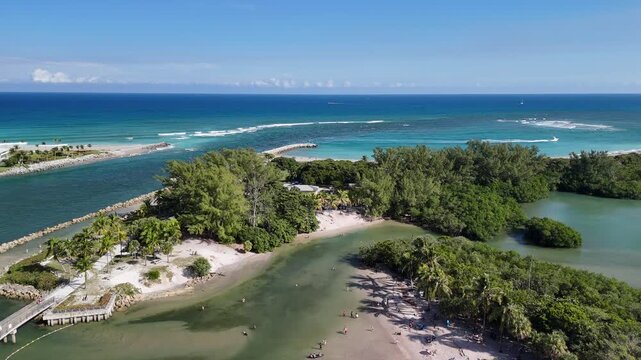 The popular Dubois Park and Jupiter Inlet Jetty in Palm Beach County, Florida