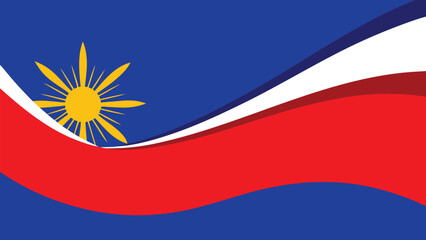 Philippines flag waving with golden sun and three colors  blue white red © Sadekul