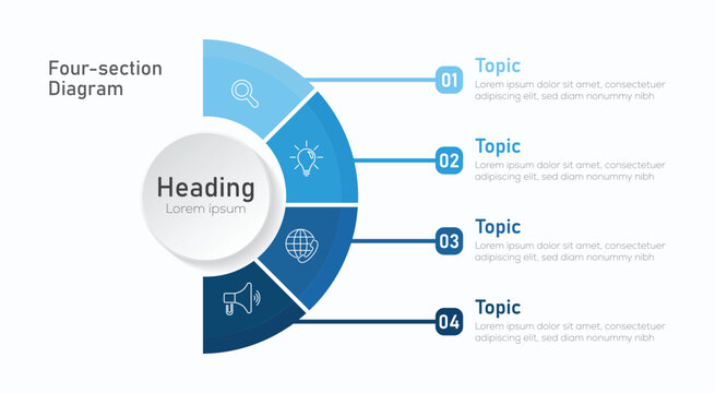 Four section infographic diagram. vector illustration