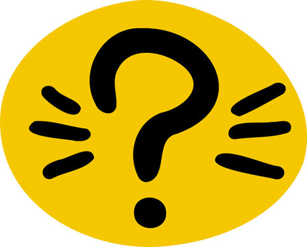 Yellow question mark icon isolated on transparent background