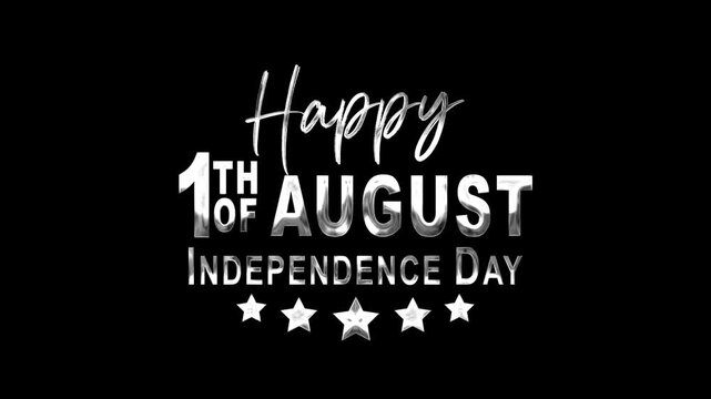 Benin independence day graphic white text black background silver metallic style stars.