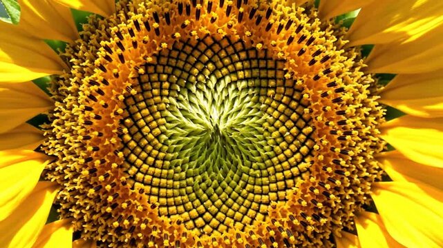 Close-up of a sunflower center.