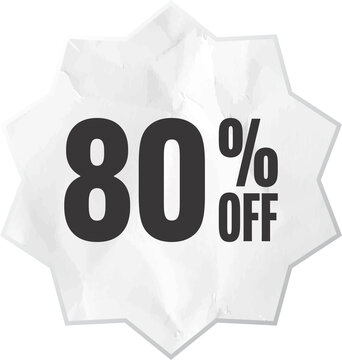 80 percent off discount sign isolated on transparent background