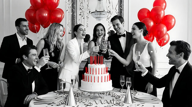 Birthday Celebration with Red Cake "12th birthday"