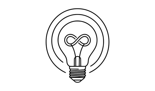 Genius idea lightbulb line icon vector representing infinite knowledge intellectual creativity philosophy and scientific discovery