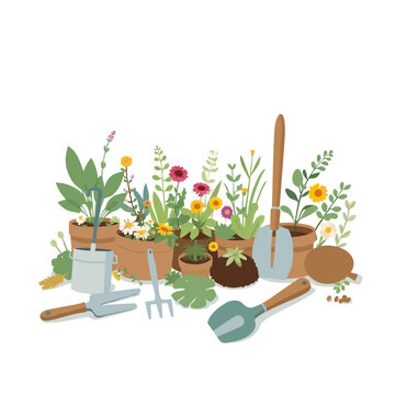 Gardening Tools And Flowers