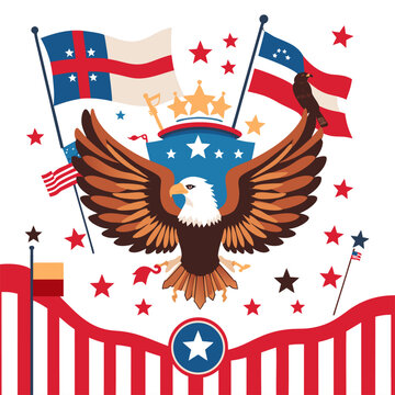 American Eagle and Flags