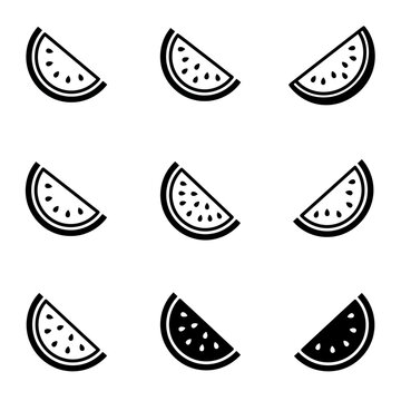 Watermelon Slices Icon Set.