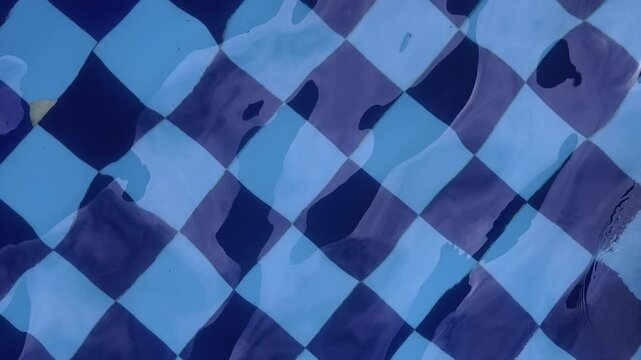 Blue checkered pattern on the bottom of the swimming pool, part 2