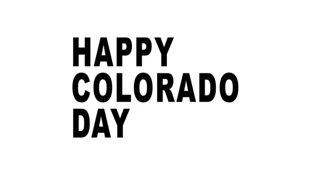 Happy colorado day text animation celebration holiday greeting graphic.