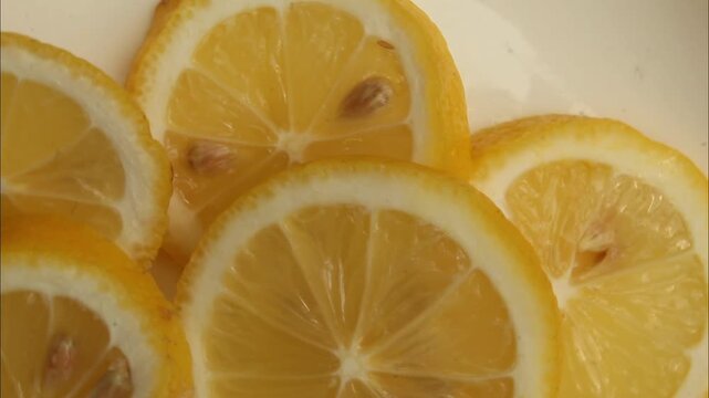 slice of lemon on white