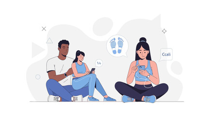 Obraz premium Diverse Family Using Fitness Apps and Smart Devices for Health Tracking and Wellness