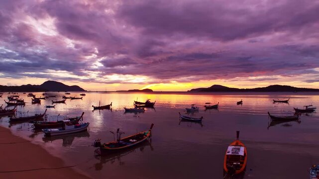 Amazing sunset or sunrise light over sea Sky in golden hour amazing seascape,Ocean Sunset beautiful sky clouds background